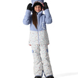 The 686 Girl's Athena Insulated Jacket 2025 is light blue with a white floral pattern and has an insulated hood.
