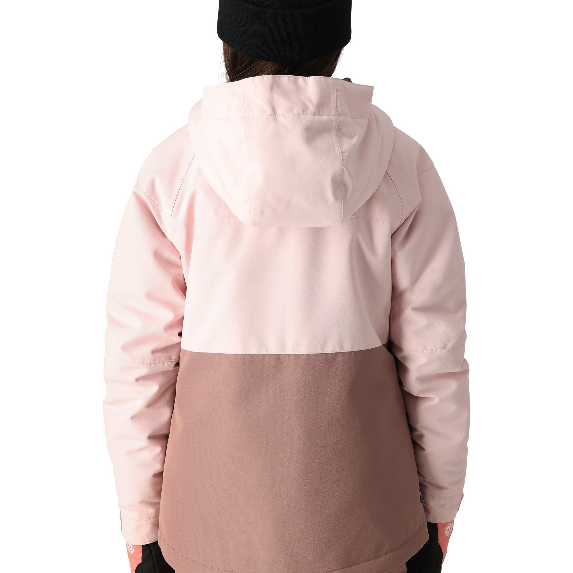The 686 Girl's Athena Insulated Jacket 2025 is pictured from the back in light pink and darker pink colors.