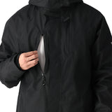 The 686 GORE-TEX Core Shell Jacket 2025 is black with a white fleece lining visible through the zipper and has a high collar.