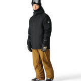 The 686 Gore-Tex Core Shell Jacket in black has an insulated hood and a zippered chest pocket.