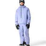 The 686 Men's GORE-TEX Core Shell Pant 2025 is light blue with a black zipper and two front zippered pockets.