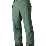 The 686 Men's GORE-TEX GT Pant 2025 is shown in a forest green color with a zippered fly and adjustable Velcro straps at the waist.
