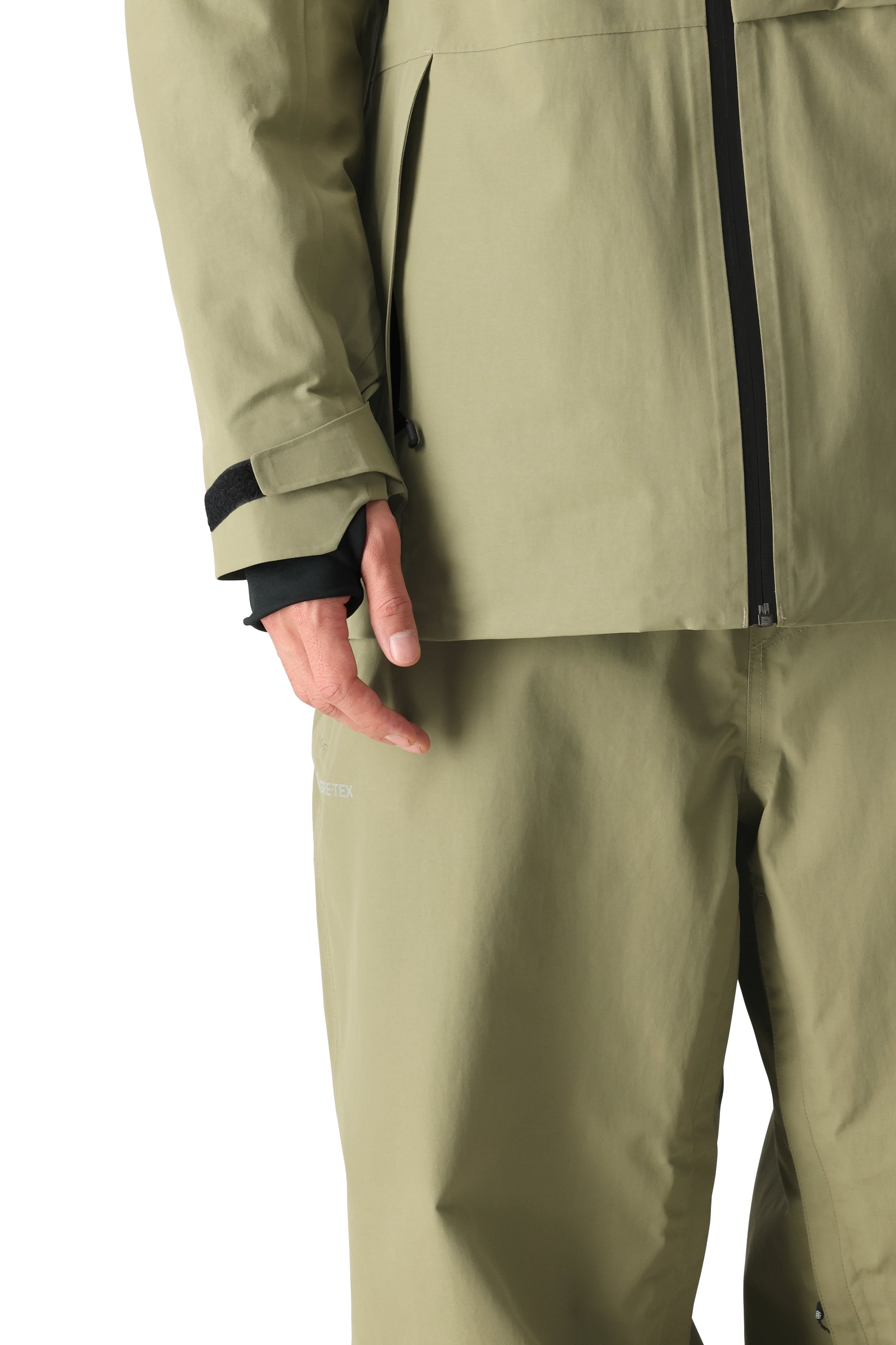The 686 Gore-Tex Hydra Down Thermagraph jacket has an olive green color and black accents.