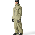 The 686 Gore-Tex Hydra Down Thermagraph jacket is primarily olive green with black accents and a visible zippered chest pocket.