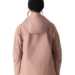 The 686 Women's GORE-TEX Skyline Shell Jacket 2025 is primarily pink with a black BOA dial on the right sleeve and an insulated hood.