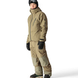 The 686 Men's GORE-TEX Stretch Dispatch Bib 2025 snowboard bib appears to be khaki with black accents and a front zip closure.