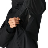 The 686 Womens Gore-Tex Willow Insulated Jacket 2025 has a black front view with a zippered chest pocket and a high collar.