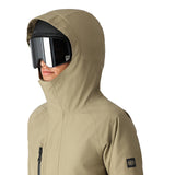 The 686 Women's GORE-TEX Willow Insulated Jacket 2025 is primarily khaki with a black BOA dial and front zip on the side view.