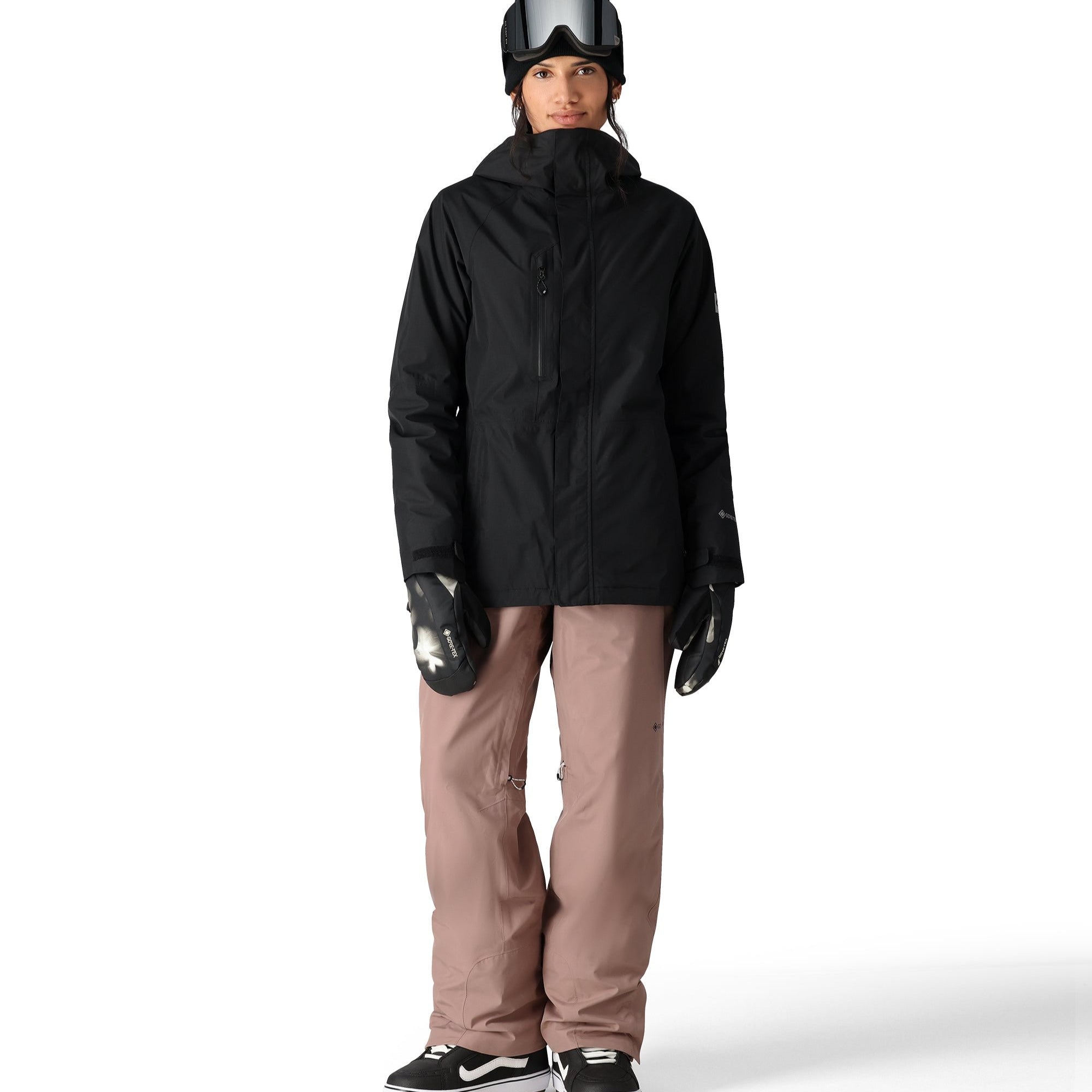 The 686 Women's GORE-TEX Willow Insulated Pant 2025 is primarily black with a subtle white logo on the left leg.
