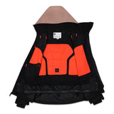 The 686 Hydra Thermagraph jacket has a black outer shell with an orange lining visible on the front view.