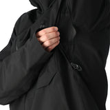 The 686 Hydra Thermagraph jacket has a black insulated hood with a drawstring and zippered pockets.