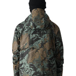 The 686 Hydra Thermagraph Jacket 2025 in brown and green marbled print has an insulated hood.