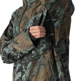 The 686 Hydra Thermagraph jacket in a brown and green camouflage pattern has an insulated hood.