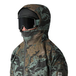 The 686 Hydra Thermagraph jacket appears to be black with a brown and green camouflage pattern.