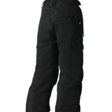 The 686 Boy's Infinity Cargo Insulated Pant 2025 is black with cargo pockets on both legs and an adjustable waistband.