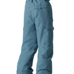 The 686 Boy's Infinity Cargo Insulated Pant 2025 is shown from the back in teal with two cargo pockets and a belt.