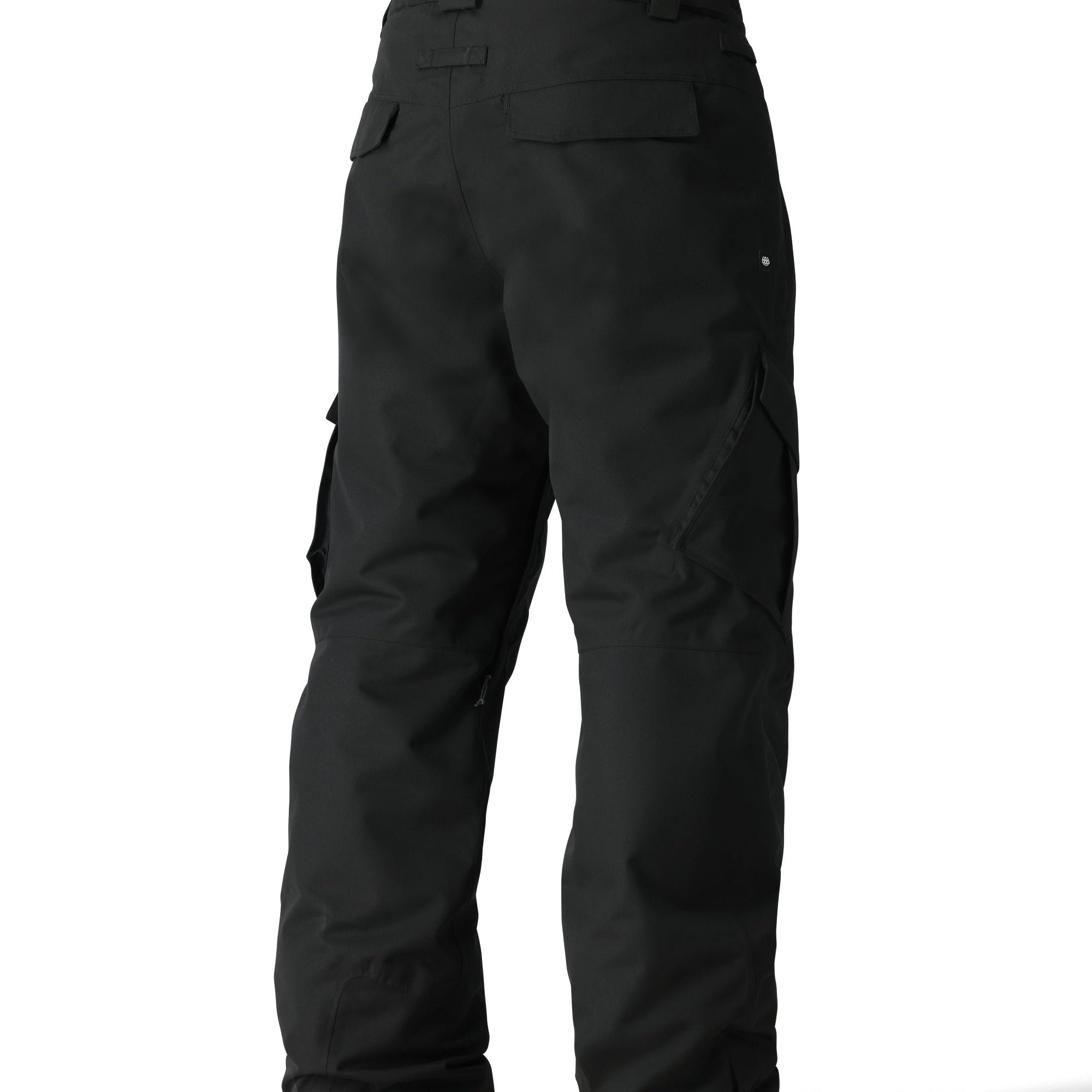 The 686 Infinity Insulated Cargo Pant in black has multiple cargo pockets and an adjustable waistband.