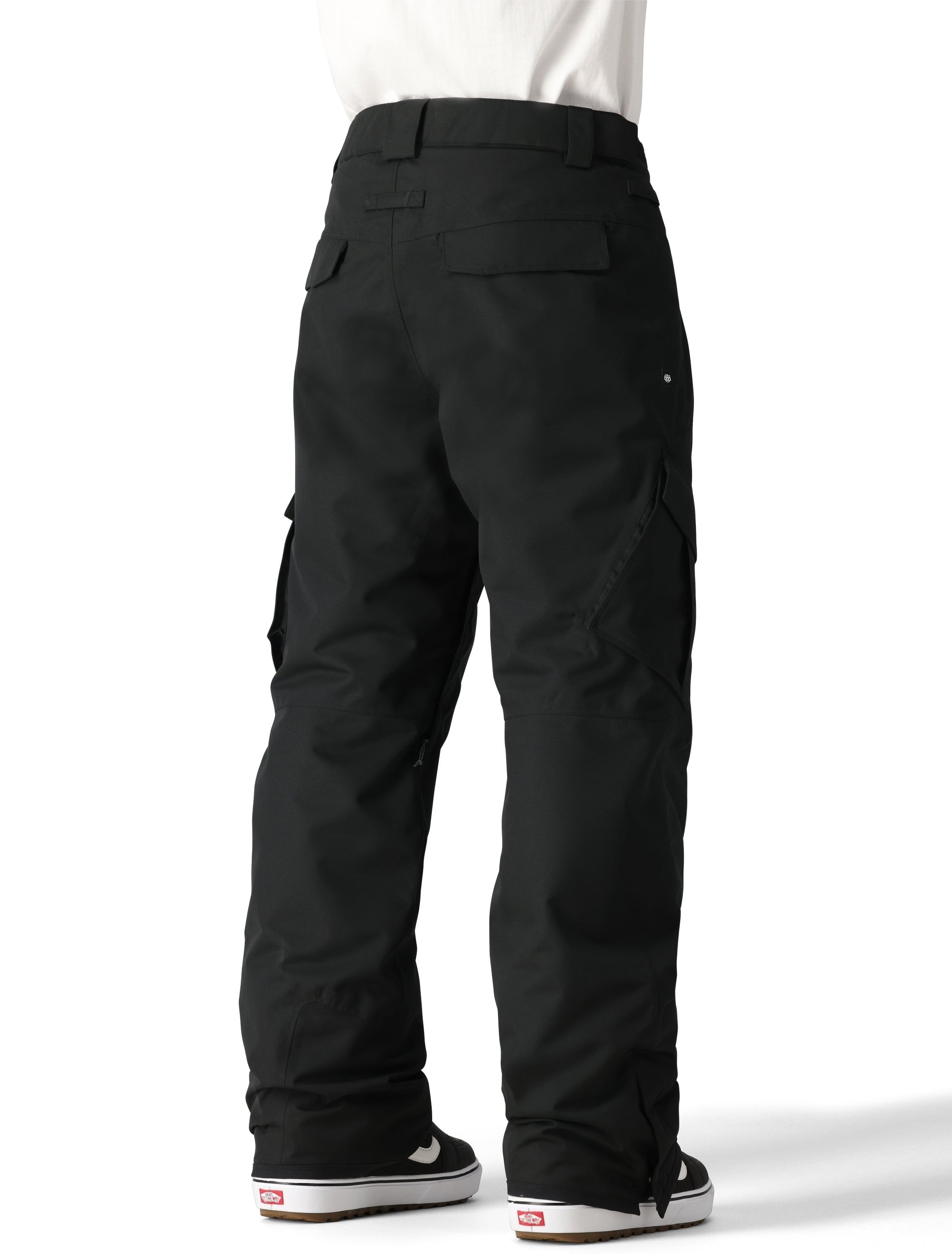 The 686 Infinity Insulated Cargo Pant in black has multiple cargo pockets and an adjustable waistband.