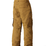 The 686 Men's Infinity Insulated Cargo Pant 2025 is depicted in tan with cargo pockets on both legs and a belt loop at the back.