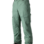 The 686 Men's Infinity Insulated Cargo Pant 2025 has a solid sage green color with multiple pockets and an adjustable waistband.