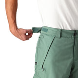 The 686 Men's Infinity Insulated Cargo Pant 2025 appears to be a light green pair of pants with cargo pockets and an adjustable waistband on the front view.