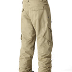 The 686 Men's Infinity Insulated Cargo Pant 2025 is shown in a khaki color with multiple cargo pockets on each leg.