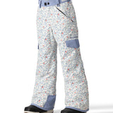The 686 Girl's Lola Insulated Pant 2025 is white with blue and red snowflake-like patterns.