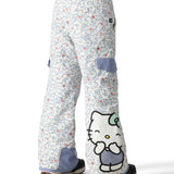 The 686 Girl's Lola Insulated Pant 2025, visible in a side view, has a white base color with a blue and red floral pattern.