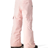 The 686 Girl's Lola Insulated Pant 2025 is light pink with a belt and pockets, seen from the front.
