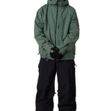 Men's green shell jacket with full zip and stand collar, side logo patch