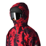 The 686 Gateway Shell Jacket 2025 has a black and red tie-dye pattern with an insulated hood.