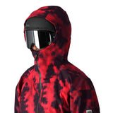 The 686 Gateway Shell Jacket 2025 has a black and red tie-dye pattern with an insulated hood.
