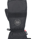 The 686 brand Lander mitt is black with an insulated hood and a pull tab.