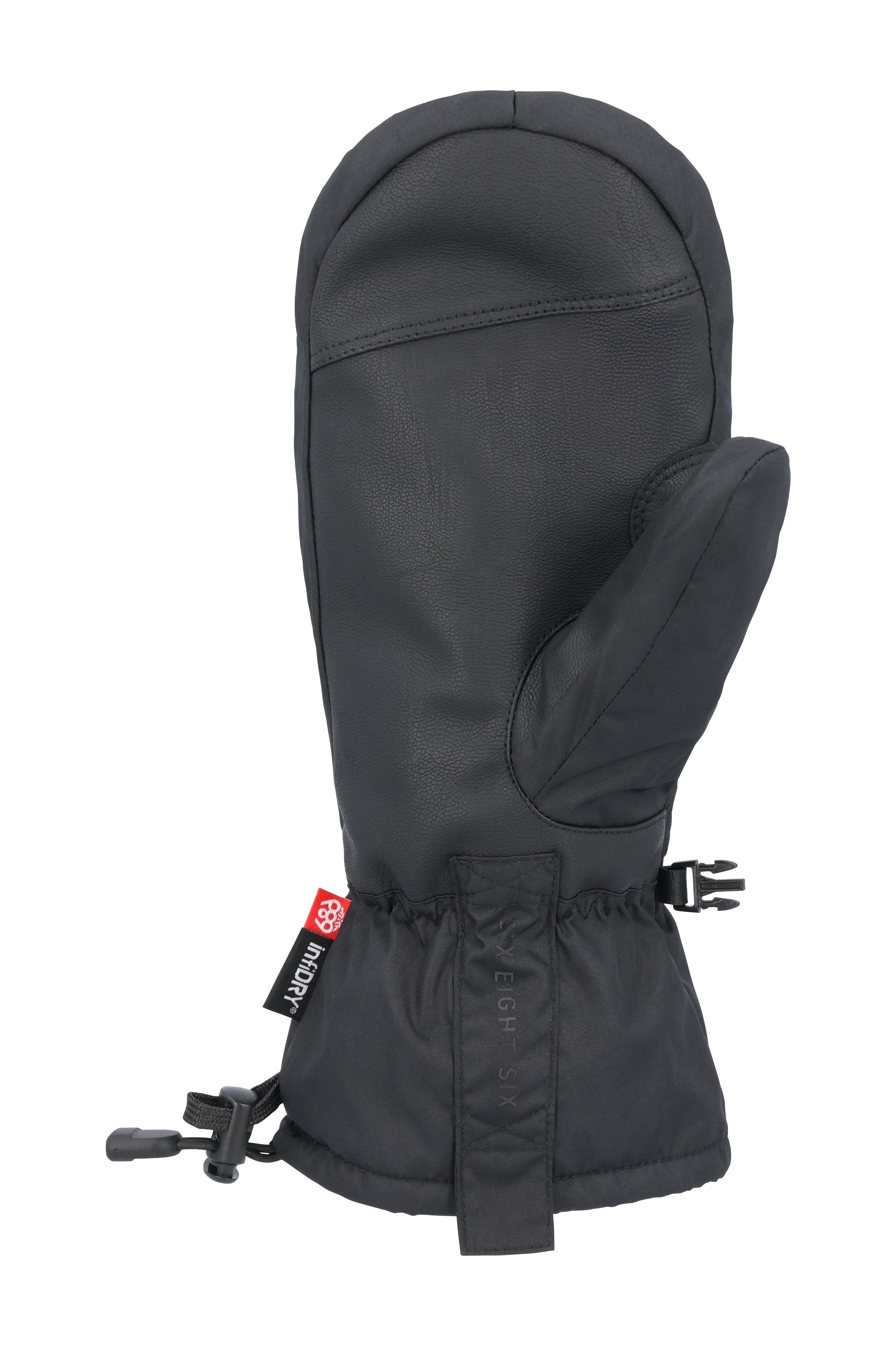 The 686 Men's Lander Mitt 2025 is black with a leather palm and thumb.