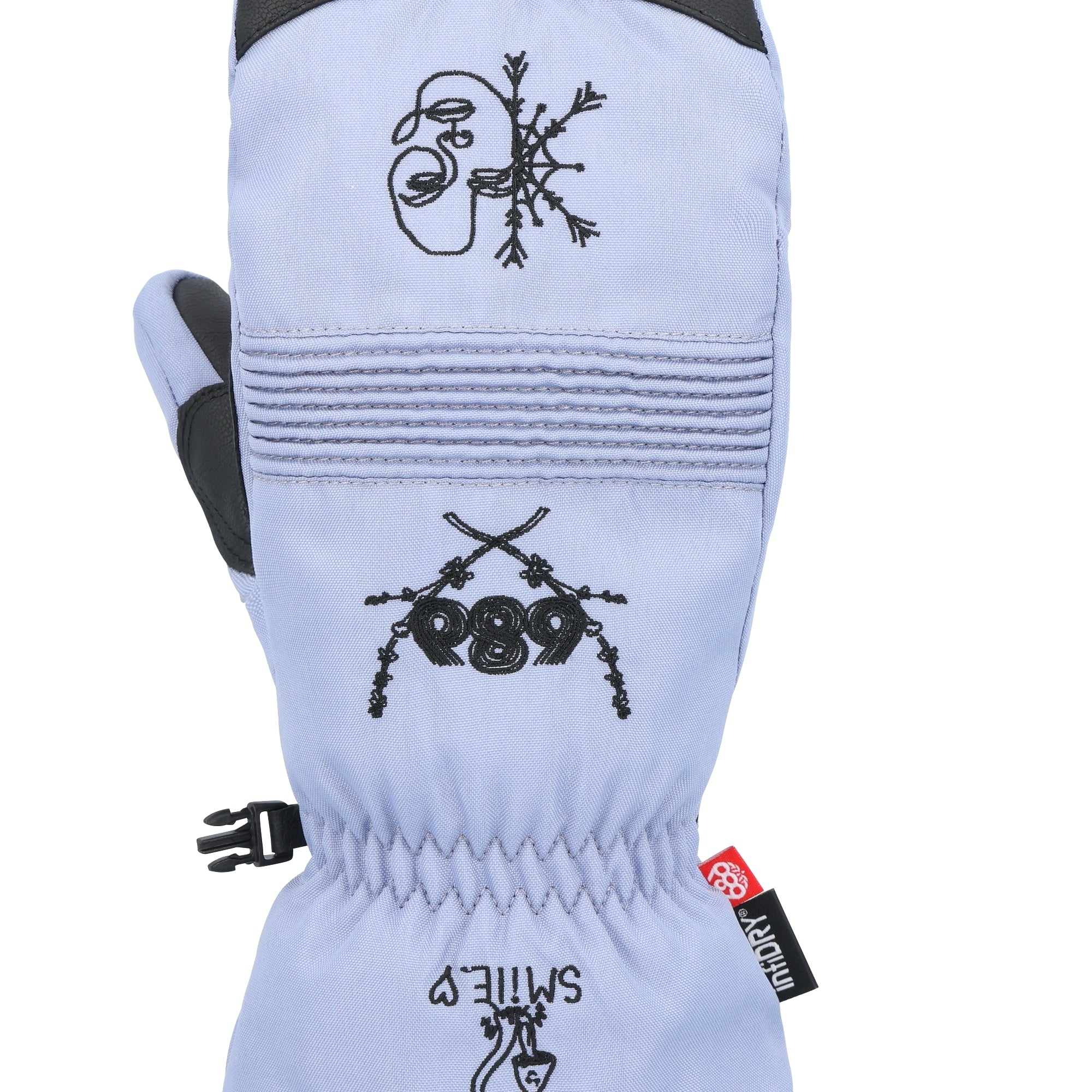 The 686 Men's Lander Mitt 2025 appears in a white color with black accents on the cuff and trim.