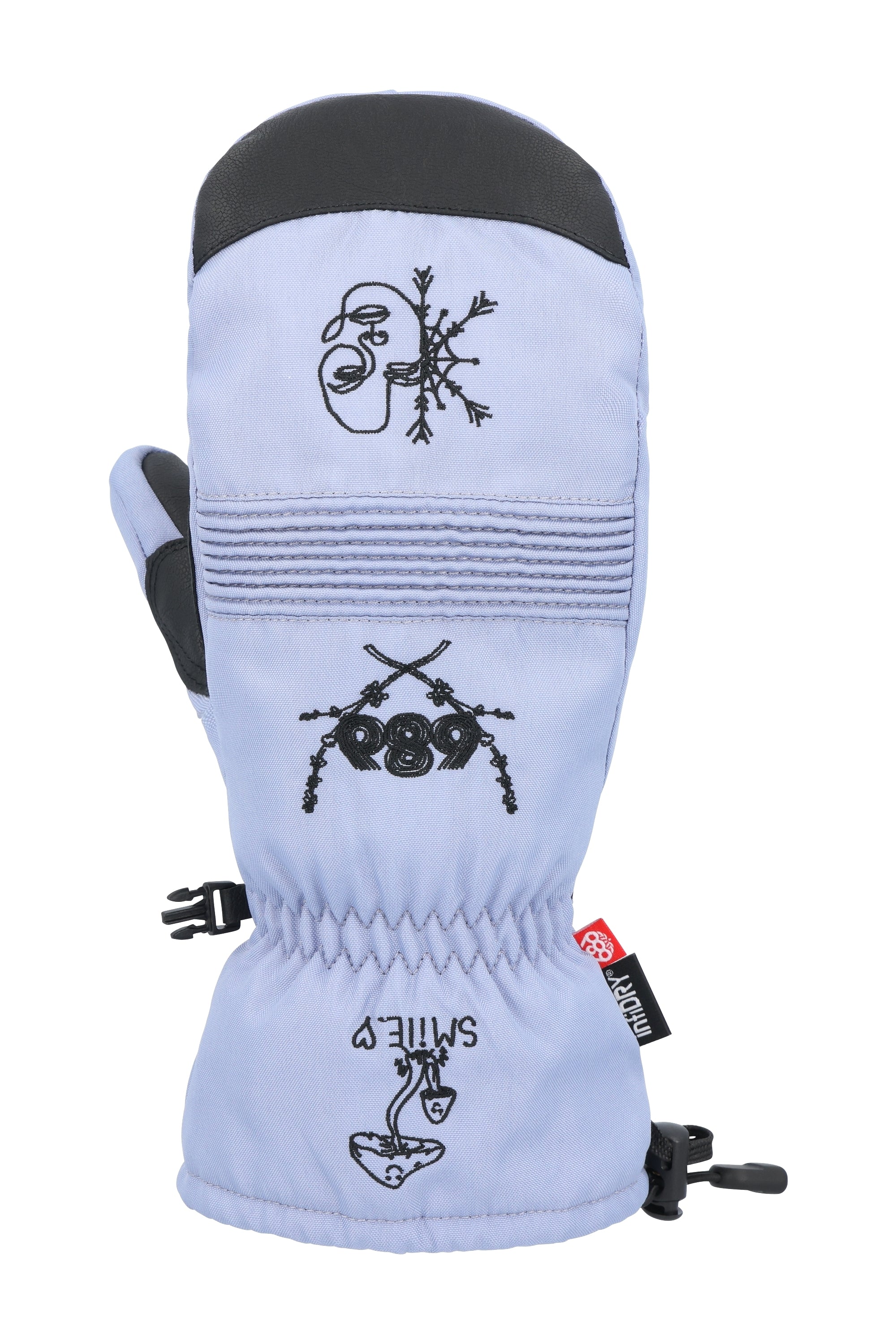The 686 Men's Lander Mitt 2025 appears in a white color with black accents on the cuff and trim.