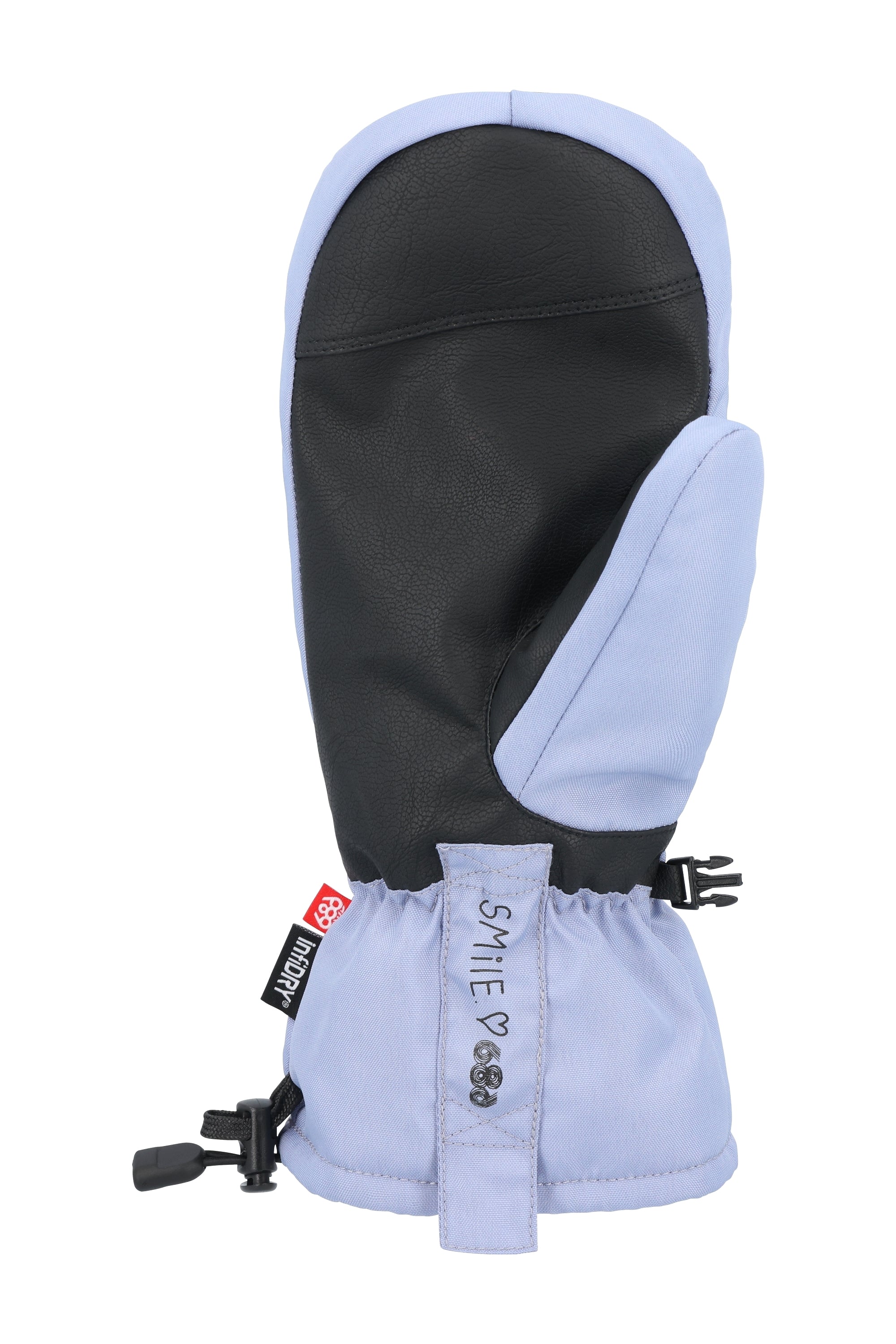 The 686 Men's Lander Mitt 2025 has a black palm with light blue trim and accents.
