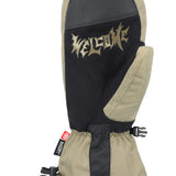 The 686 Men's Lander Mitt 2025 has a black palm with khaki-colored accents and trim.