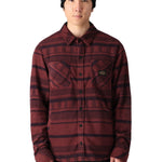 The 686 Men's Sierra Fleece Flannel 2025 is displayed in a red and black plaid pattern.
