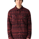 The 686 Men's Sierra Fleece Flannel 2025 is displayed in a red and black plaid pattern.
