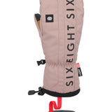 The 686 Team Merino Mitt for men has a tan color and a distinctive insulated hood.