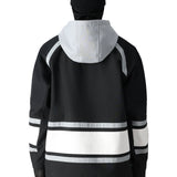 The 686 Waterproof Slapshot Hoody 2025 is black with white stripes and a white hood.