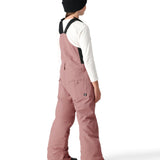 The 686 Girl's Sierra Insulated Bib features a dusty rose color and front zip closure with additional side snap buttons.