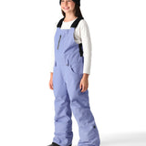 The 686 brand Sierra insulated bib pants are light purple with black accents and have adjustable straps.
