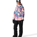 The 686 Women's SMARTY® 3-in-1 Cargo Pant has a pink and blue tie-dye pattern with black accents.