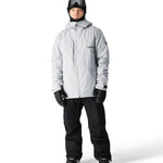 The 686 Smarty 3-in-1 Form Jacket features a light grey color with a high collar and zippered pockets on the front.