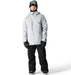 The 686 Smarty 3-in-1 Form Jacket features a light grey color with a high collar and zippered pockets on the front.