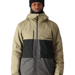 The 686 Smarty 3-in-1 Form Jacket in khaki and black has an insulated hood.