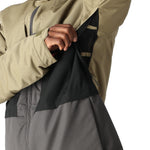The 686 Smarty 3-in-1 Form Jacket features a tan and gray color scheme with an insulated hood.