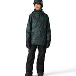 The 686 Upton Insulated Anorak Jacket is shown in a green and red floral pattern with a hood.